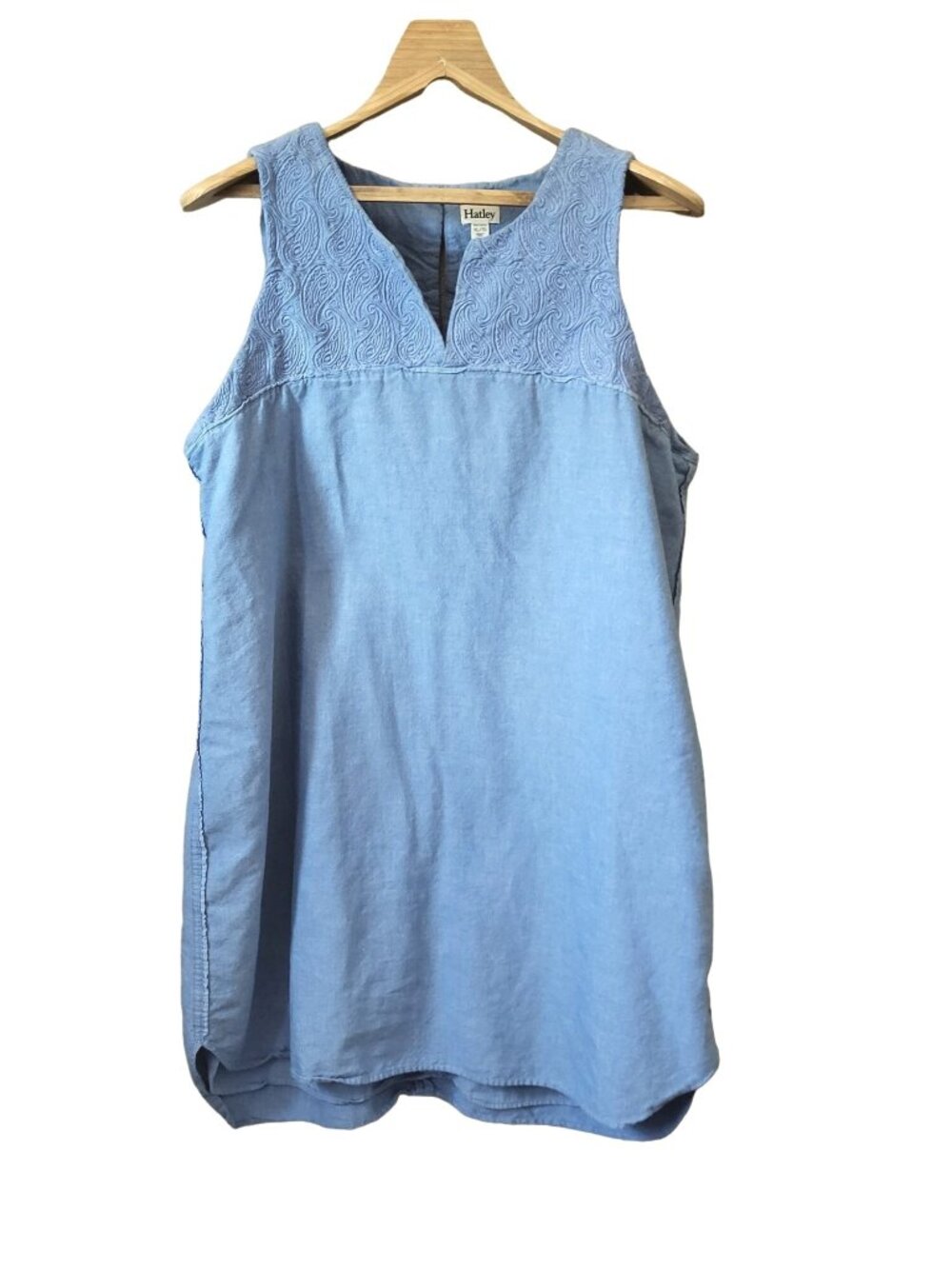 Hatley Womens XL Sleeveless Blue Paisley Embroidered Cotton Dress